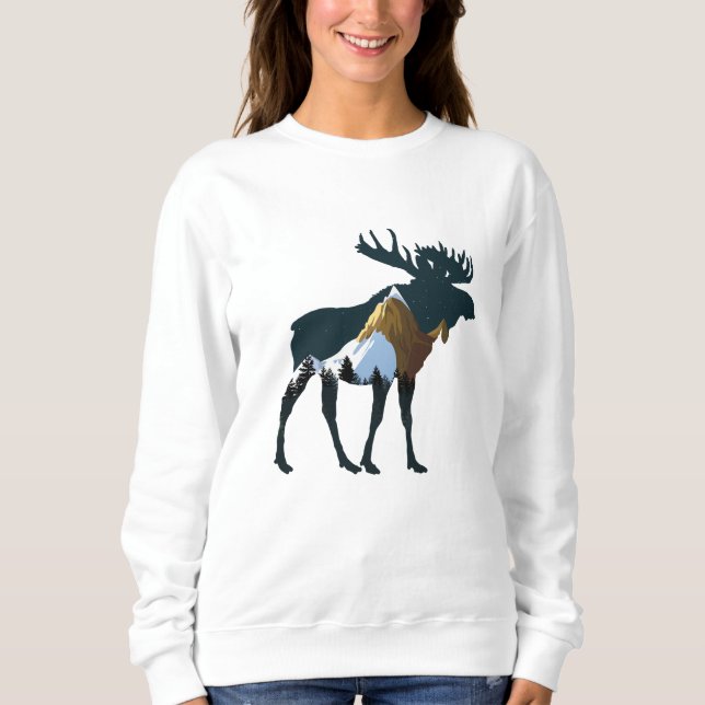 Night Forest Moose      Sweatshirt (Front)
