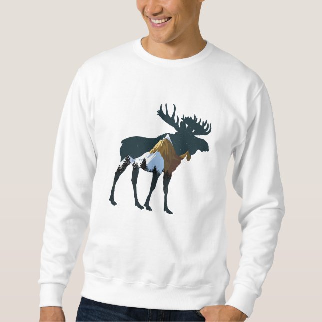 Night Forest Moose     Sweatshirt (Front)