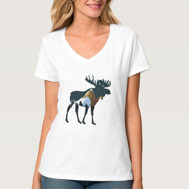 Night Forest Moose    T-Shirt (Front)