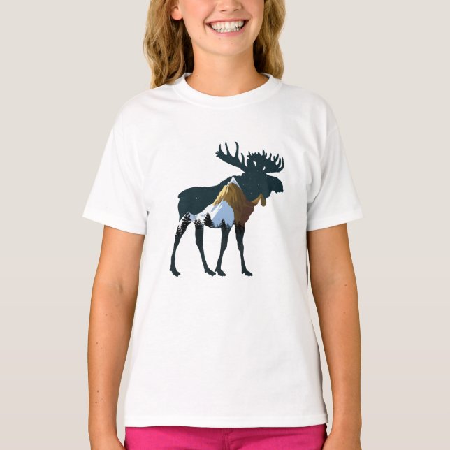 Night Forest Moose     T-Shirt (Front)