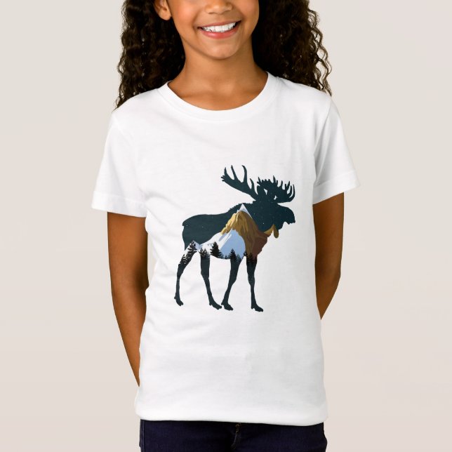 Night Forest Moose      T-Shirt (Front)