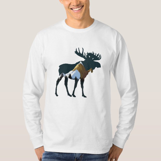 Night Forest Moose    T-Shirt (Front)