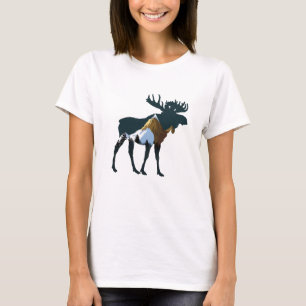Night Forest Moose   T-Shirt