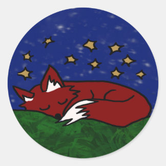 night fox classic round sticker
