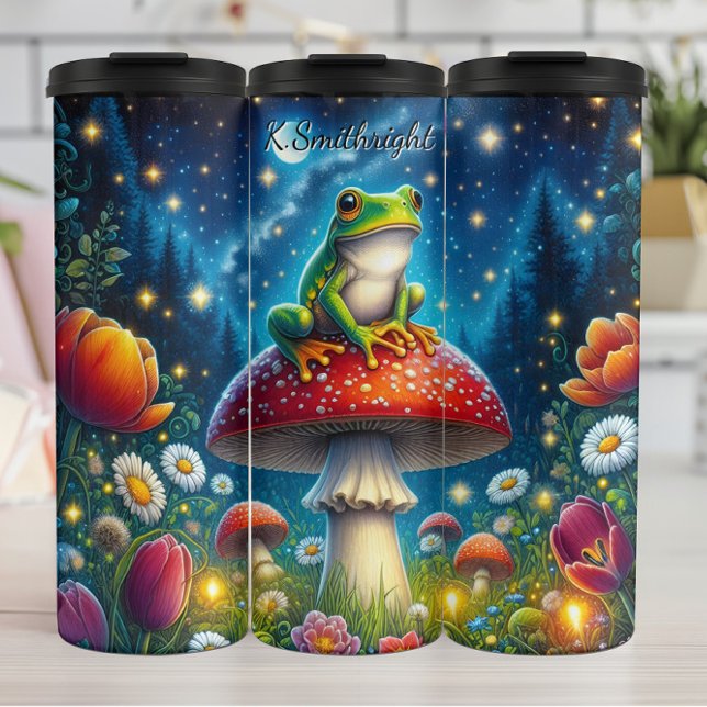 Night Frog Mushroom Starry Meadow Thermal Tumbler (Creator Uploaded)