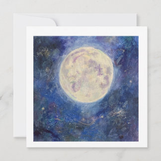 Night Full Moon Celestial Sky Maureen Girard Unive Invitation