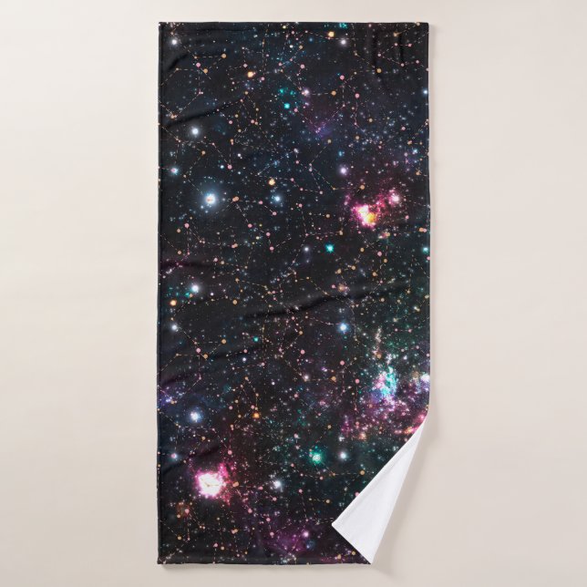 Night Galaxy Space PrintSeamless Pattern in Repeat Bath Towel (Bath Towel)
