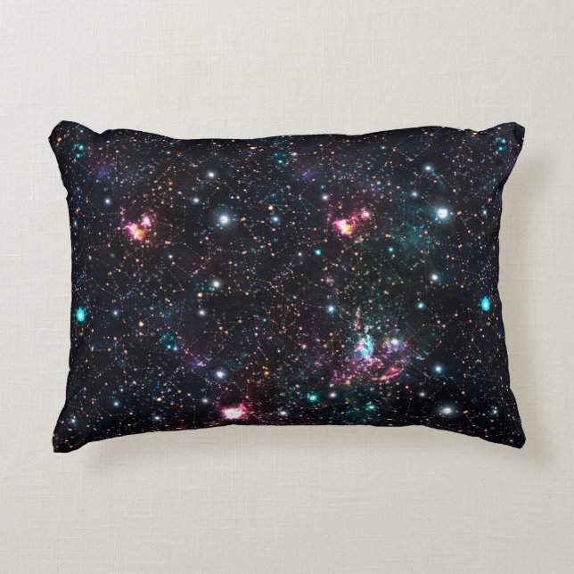 Night Galaxy Space PrintSeamless Pattern in Repeat Decorative Cushion (Front)