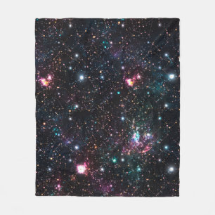 Night Galaxy Space PrintSeamless Pattern in Repeat Fleece Blanket