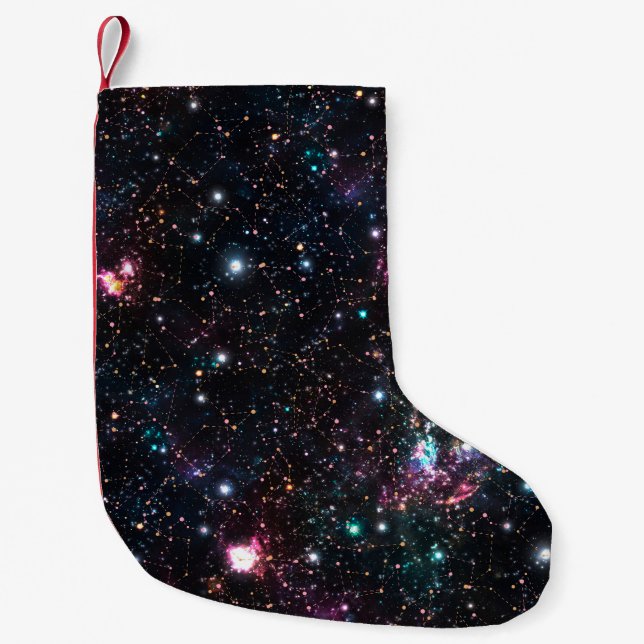 Night Galaxy Space PrintSeamless Pattern in Repeat Small Christmas Stocking (Front)