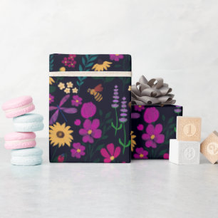 Night Garden Floral Botanical Wrapping Paper