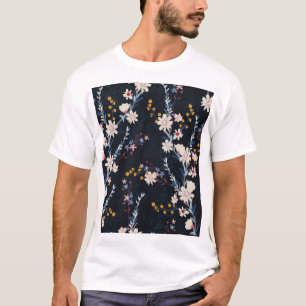Night Garden Floral Navy Pattern T-Shirt