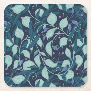 Night garden square paper coaster