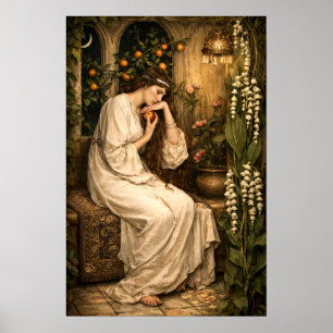 Night Garden Woman Poster