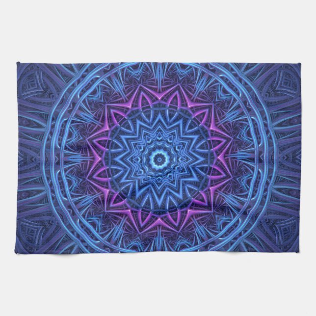 Night Glow Mandala Tea Towel (Horizontal)