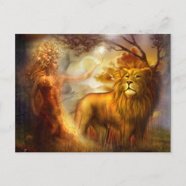 Night Goddess and Lion Postcard (Front)
