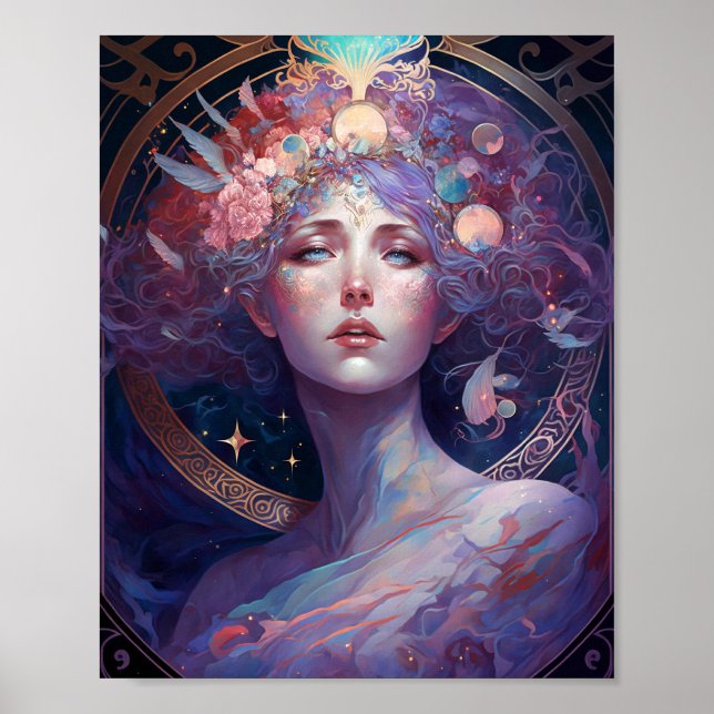 Night Goddess Queen Fantasy Art Poster (Front)