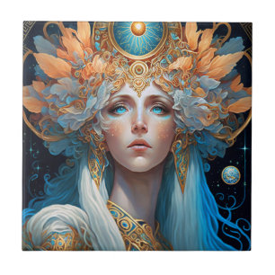 Night Goddess Queen Fantasy Art Tile