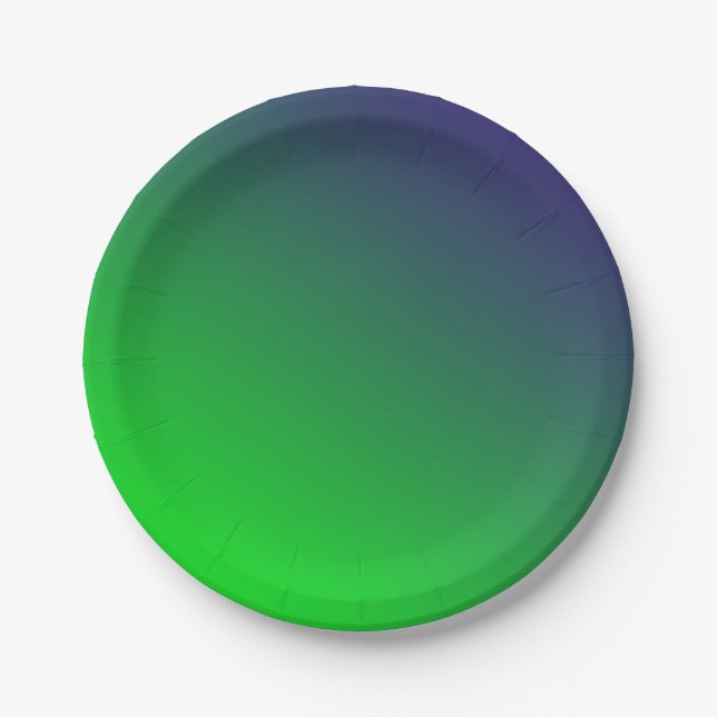 NIGHT GOLF Blue + Green Gradient Paper Plates (Front)