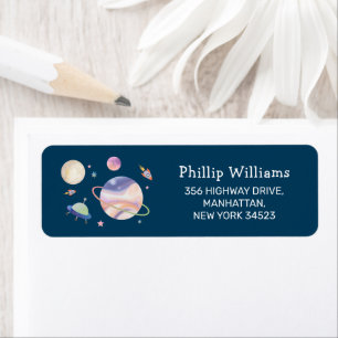 Night Green Galaxy Boy Baby Shower Return Address