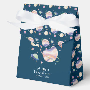 Night Green Galaxy Space Moon Star Boy Baby Shower Favour Box