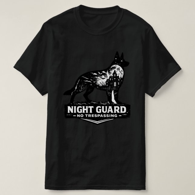 Night Guard No Trespassing German Shepherd Hallowe T-Shirt (Design Front)