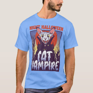 Night Halloween Cat Vampire Drink Blood Vampire T-Shirt