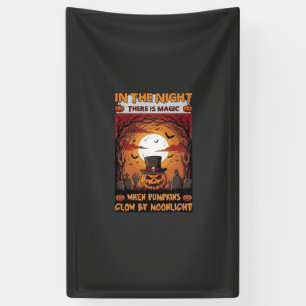 Night Halloween Pumpkin Top Hat Bats Graveyard_1 Banner