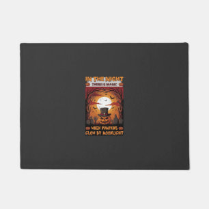 Night Halloween Pumpkin Top Hat Bats Graveyard_1 Doormat
