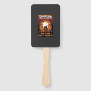 Night Halloween Pumpkin Top Hat Bats Graveyard_1 Hand Fan