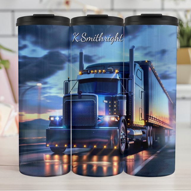 Night Haul Blue Chrome Truck Thermal Tumbler (Creator Uploaded)