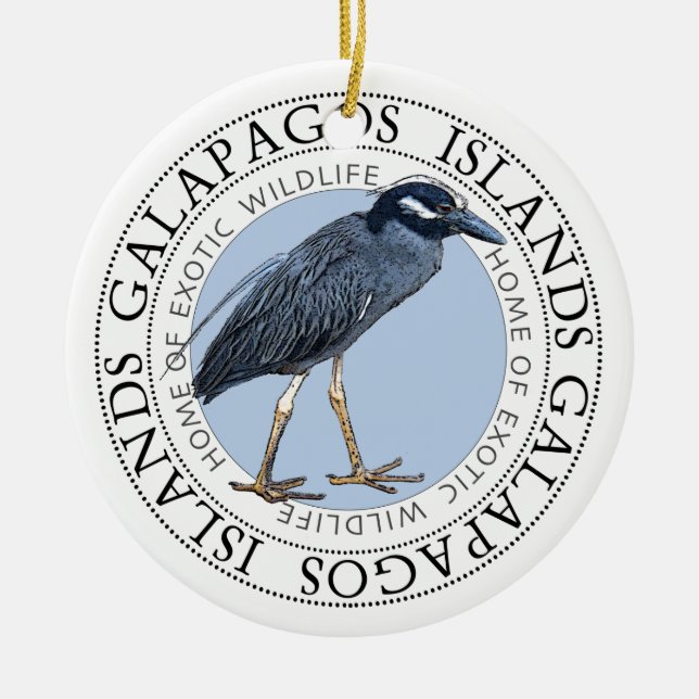 Night Heron Galapagos Islands Ceramic Tree Decoration (Front)
