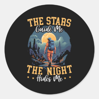 Night Hiking Hike Mountain Climbing Adventure Hike Classic Round Sticker