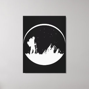 Night Hiking Stars Mountains Canvas Print