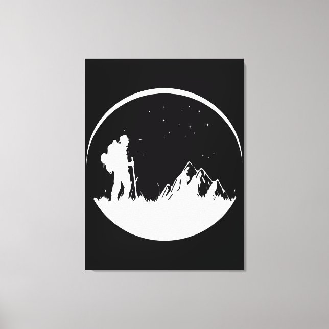 Night Hiking Stars Mountains Canvas Print (Front)