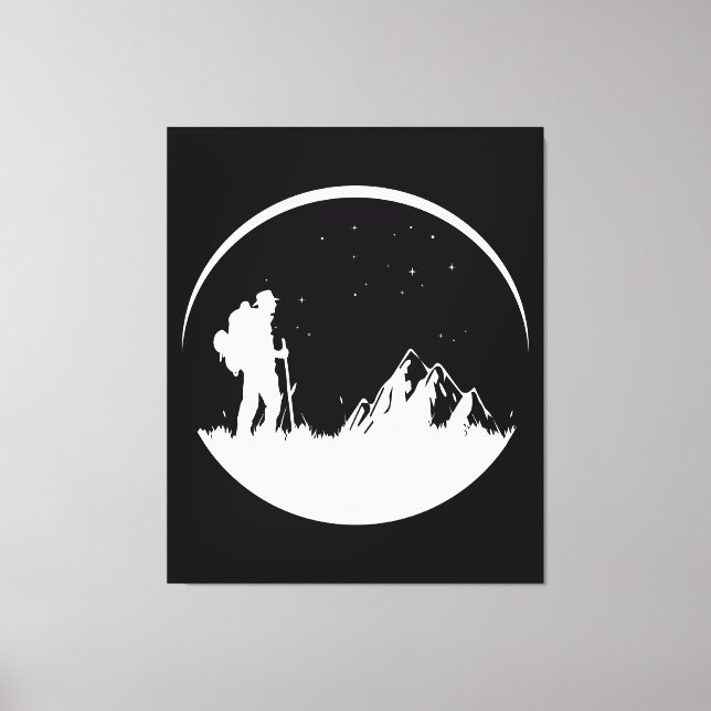 Night Hiking Stars Mountains Canvas Print (Front)