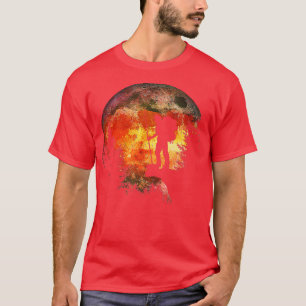 Night Hiking Trekking Lovers Watercolor Moon In Th T-Shirt