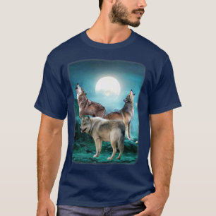 Night Howling At The Moon Wolves Wolf Animal Jungl T-Shirt