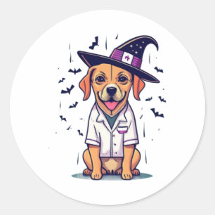 Night Howls and Healthcare One Spooky Nurse Dog Classic Round Sticker