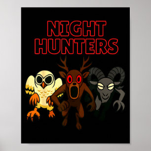 Night Hunters. 3 Animals In The Forest. Cool Gamer Poster