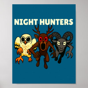 Night hunters. 99 nights owl deer ram in the poster