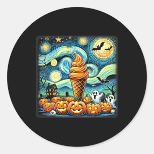 Night Ice Cream Cone Halloween Classic Round Sticker