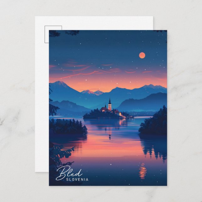 Night in Bled Slovenia Travel  Postcard (Front/Back)