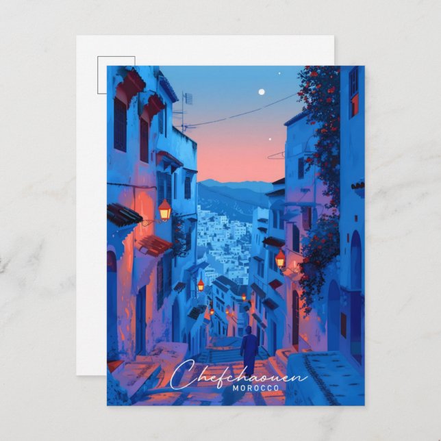 Night in Chefchaouen Morocco Travel  Postcard (Front/Back)