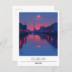 Night In Dublin Ireland Travel Postcard