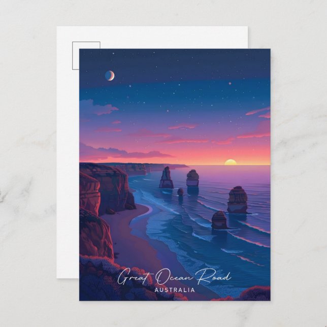 Night in Great Ocean Road Australia Travel  Postcard (Front/Back)