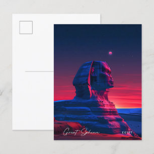 Night in Great Sphinx Egypt Travel Postcard