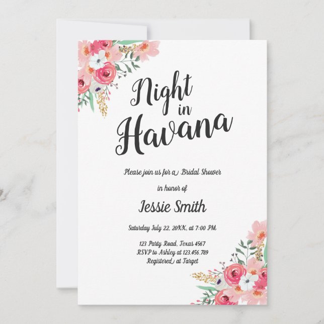 Night In Havana Bridal Shower Invitation Hot Night (Front)