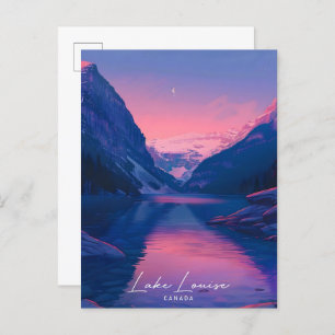 Night in Lake Louise Canada Travel Postcard