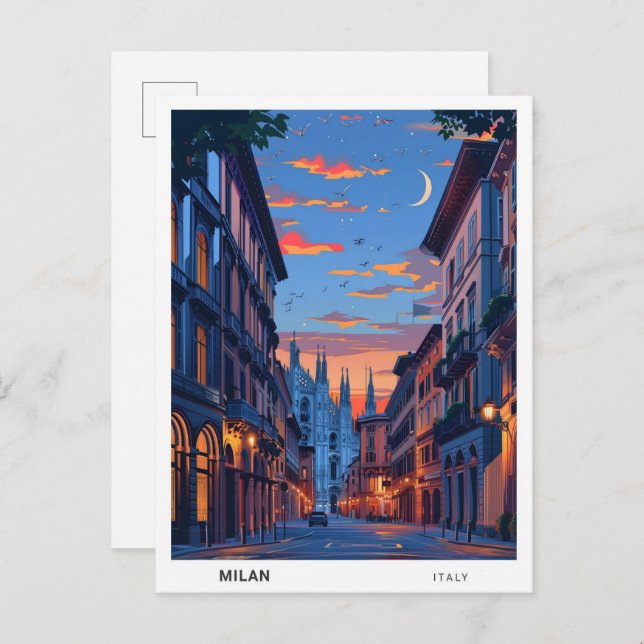 Night in Milan Italy Travel  Postcard (Front/Back)